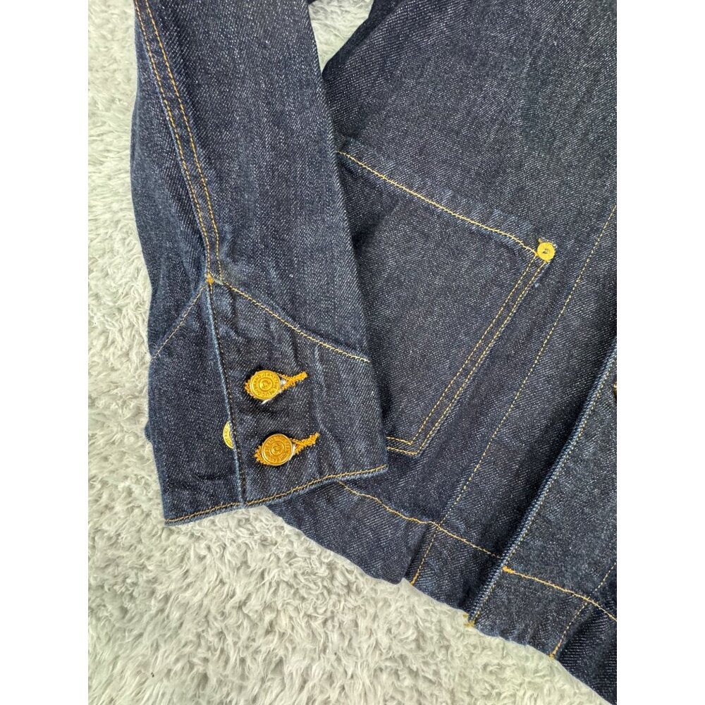 True Religion Womens M Denim CollarJacket Camden Blue Accent Embroidered - Picture 6 of 16